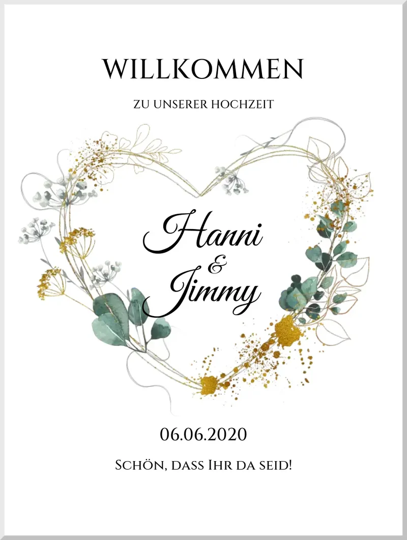Willkommensposter Hochzeit | Willkommensschild Hochzeit personalisiert | Hochzeitsempfang Tafel