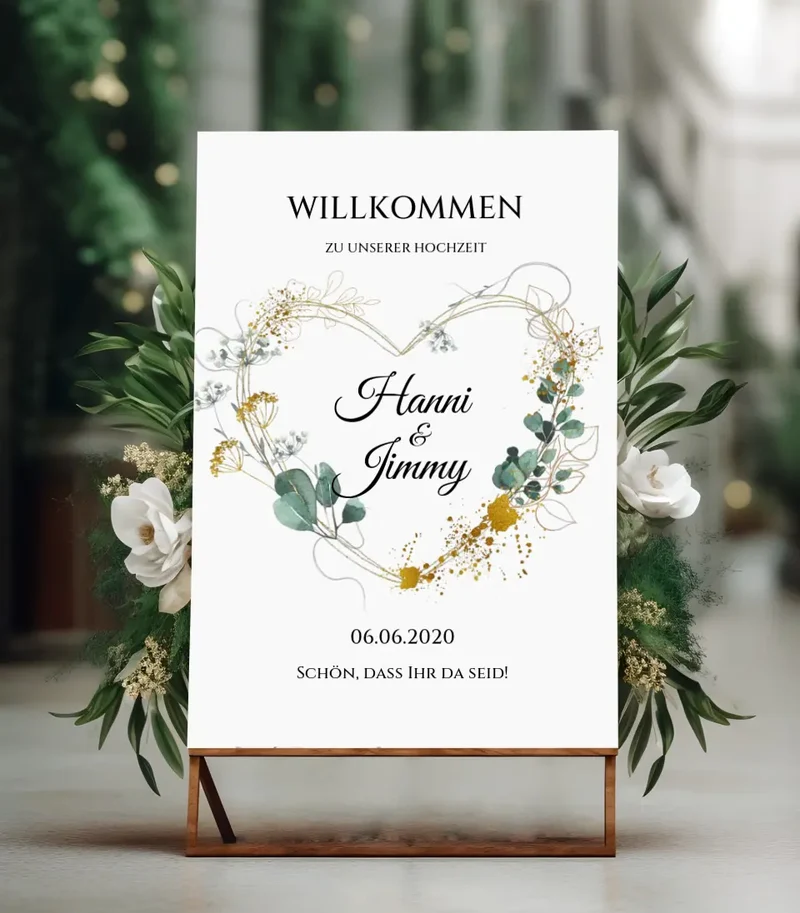 Willkommensposter Hochzeit | Willkommensschild Hochzeit personalisiert | Hochzeitsempfang Tafel