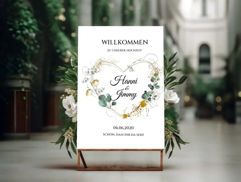 Willkommensposter Hochzeit | Willkommensschild Hochzeit personalisiert | Hochzeitsempfang Tafel