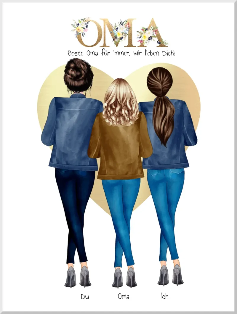 Personalisiertes Poster Geschenk - Oma Mutter Tochter Poster Geschenk - Muttertagsgeschenk -