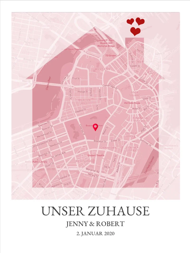 Poster "Zuhause Koordinaten" Stadtkarte | Zuhause Poster | Hochzeitsgeschenk