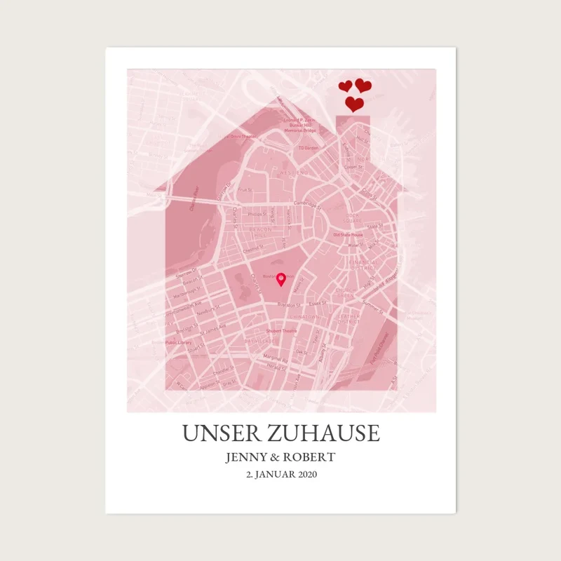 Poster "Zuhause Koordinaten" Stadtkarte | Zuhause Poster | Hochzeitsgeschenk