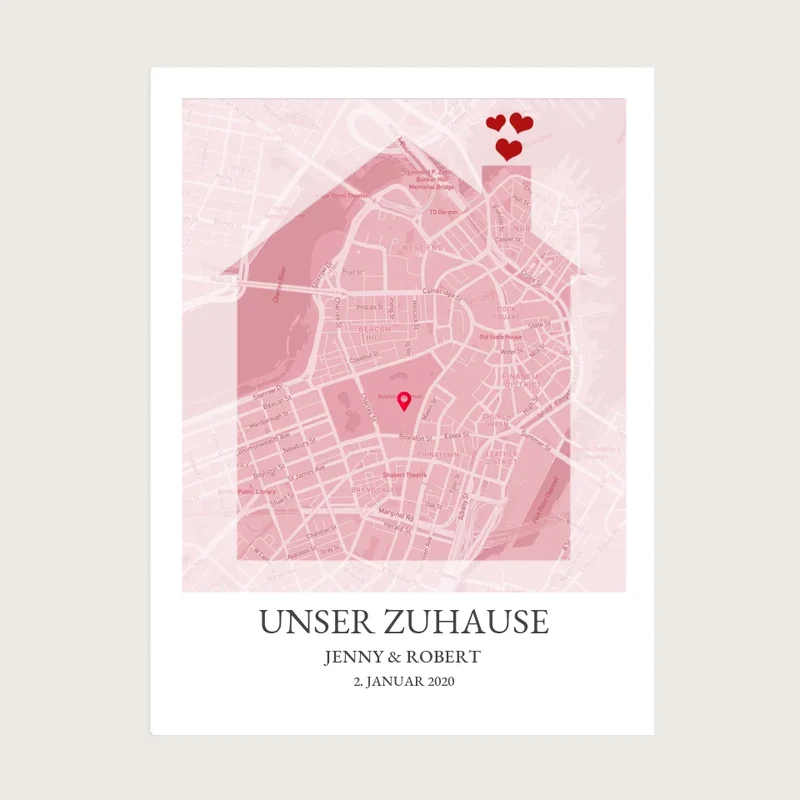 Poster "Zuhause Koordinaten" Stadtkarte | Zuhause Poster | Hochzeitsgeschenk