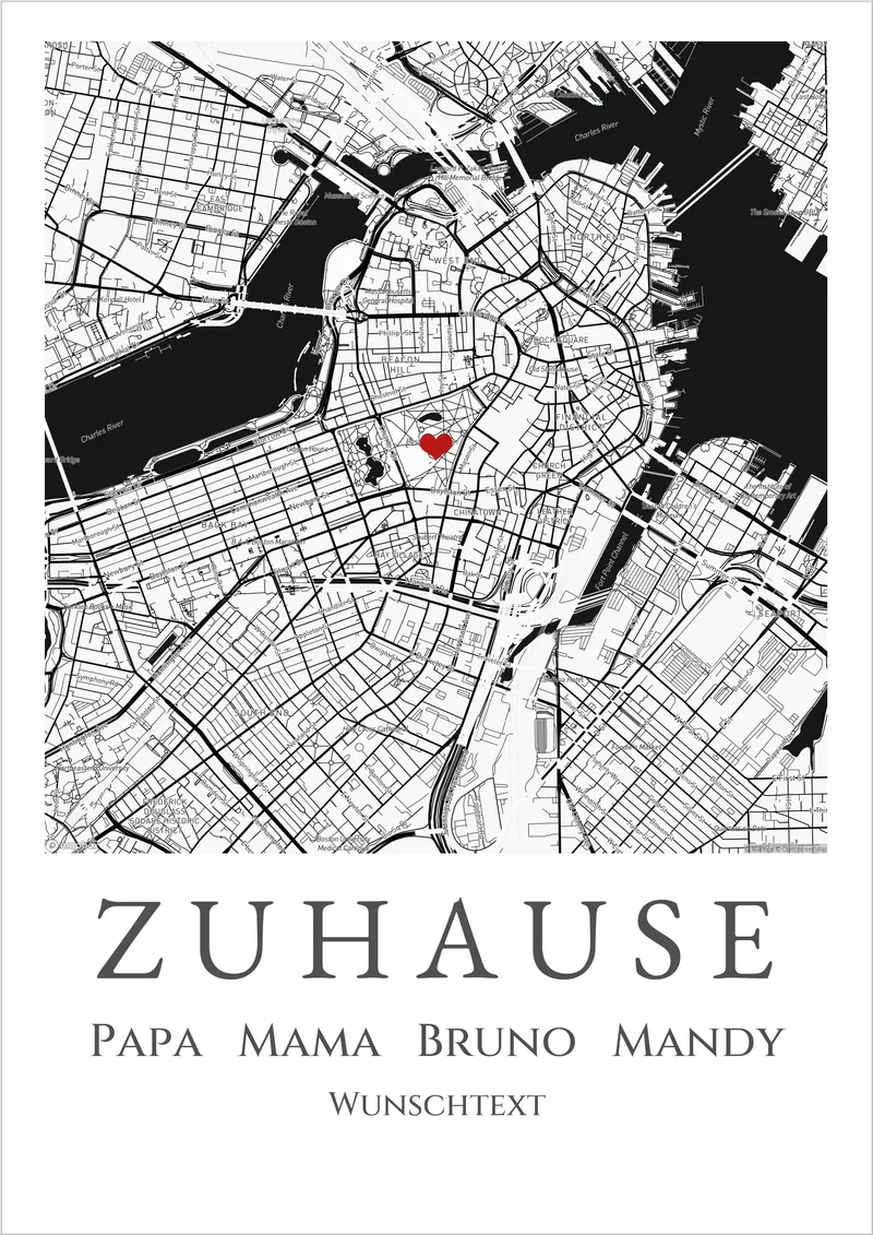 "Zuhause Poster" Personalsierte Stadtkarte | Geschenk Hochzeitstag | Jahrestag