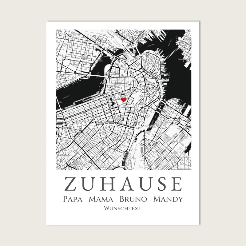 "Zuhause Poster" Personalsierte Stadtkarte | Geschenk Hochzeitstag | Jahrestag