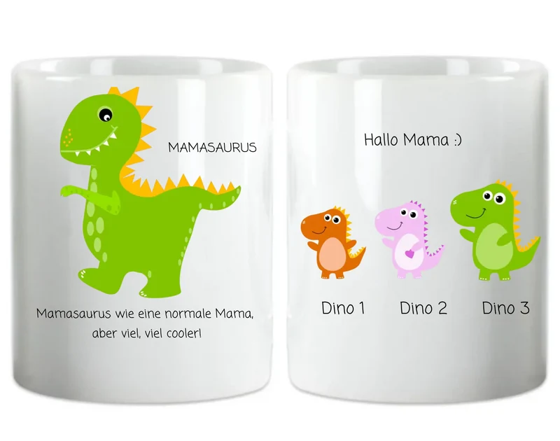 Personalisierte Tasse Mamasaurus - Muttertags- und Vatertagsgeschenk und zum Geburtstag