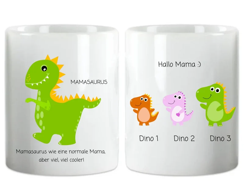 Personalisierte Tasse Mamasaurus - Muttertags- und Vatertagsgeschenk und zum Geburtstag