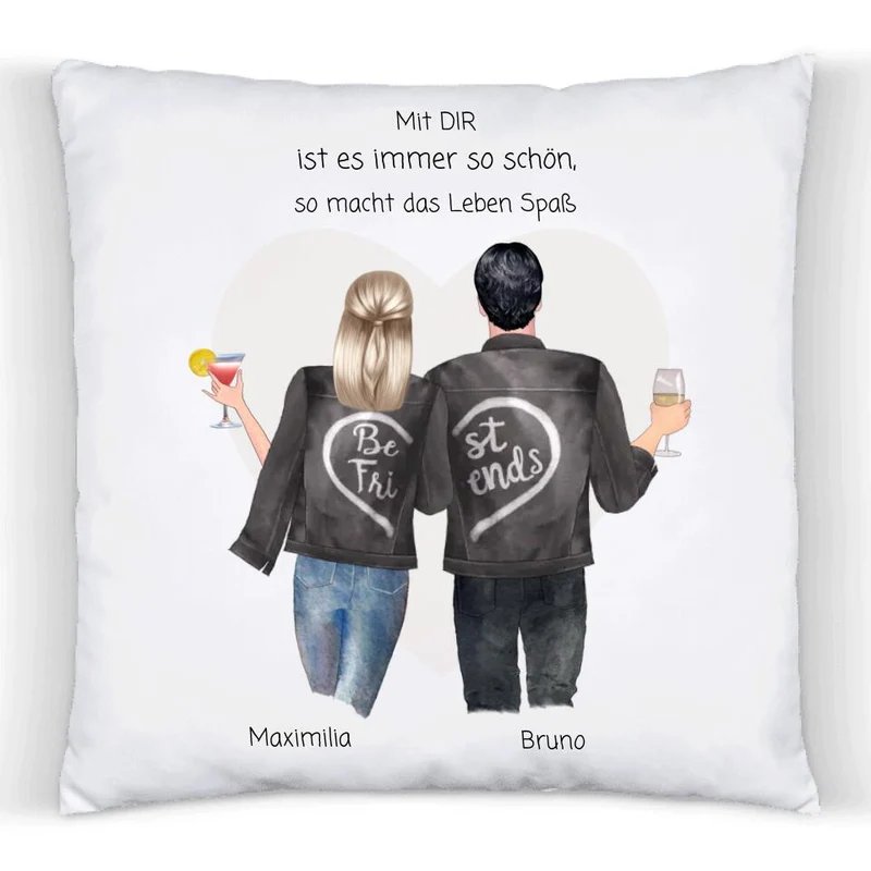 Personalisiertes Geschenk Geburtstag Freundin / Freund, Kissen Paar Motiv Partnergeschenk, Geburtstagsgeschenk, Weihnachtsgeschenk