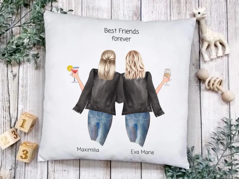 2 beste Freundinnen Kissen Geschenk Geburtstag personalisiert, Geschenk Mama, Schwester, Geschenkidee Geburtstagsgeschenk, Weihnachtsgeschenk