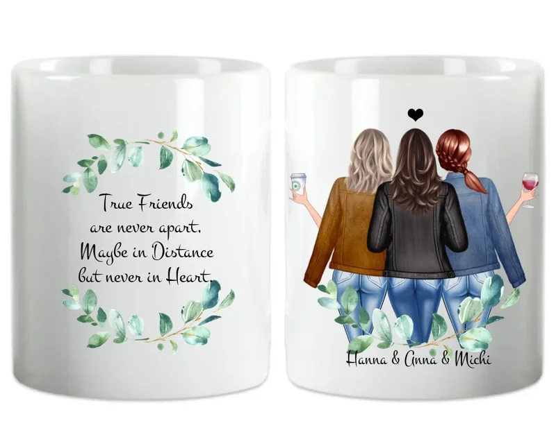3 Beste Freundinnen Geschenk Tasse personalisiert, Geburtstagsgeschenk Freundin, Weihnachtsgeschenk Freundin