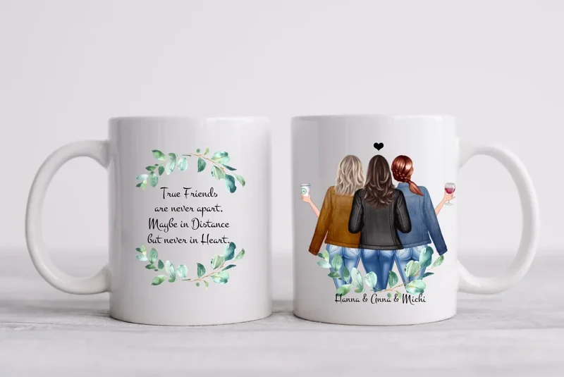 3 Beste Freundinnen Geschenk Tasse personalisiert, Geburtstagsgeschenk Freundin, Weihnachtsgeschenk Freundin