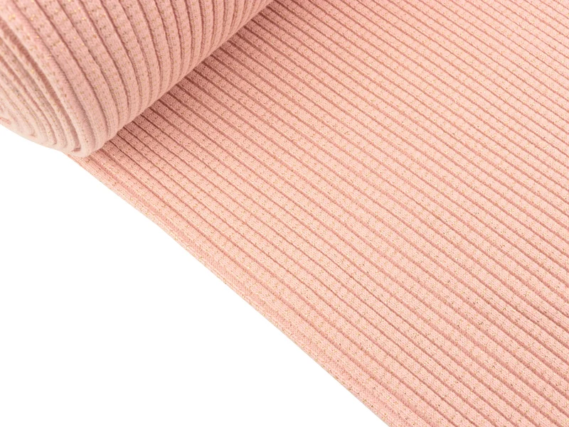 Reststück 24cm - Heavy Rib Lurex Bündchen gold-rose melange Schlauchware