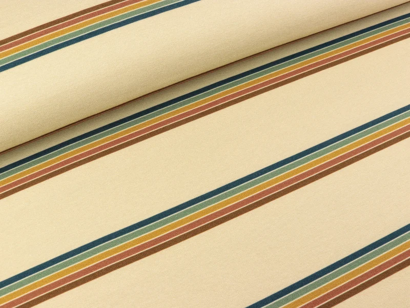 Reststück 36cm - French Terry Hedda Streifen bunt auf Hellbeige