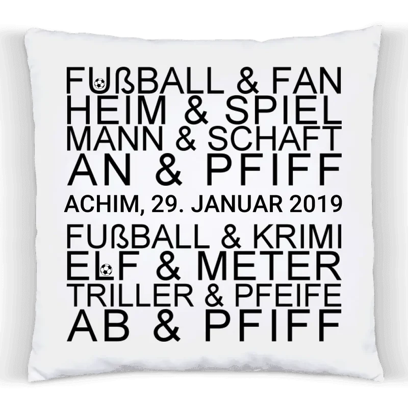 Personalisiertes Fußball-Kissen mit Namen & Datum – Geschenk für Fußballfans | Geburtstag & Weihnachten | Zeitraum-Kunstdrucke