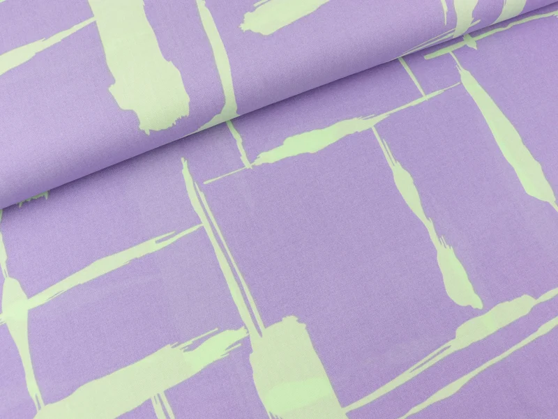 Reststück 50cm - Viskose Webware Chally Paint Stripes hellgrün auf Flieder
