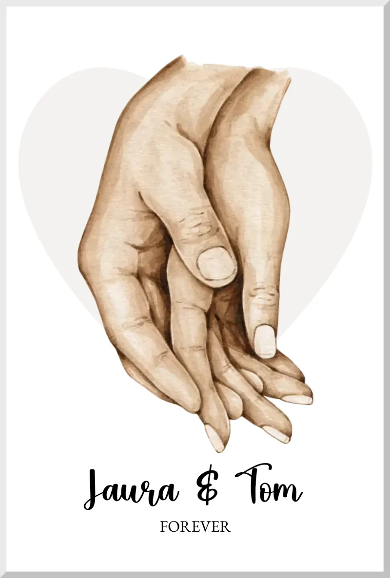 Personalisiertes Geschenk zur Hochzeit mit Hände Motiv - Poster für Verliebte, Verlobte, Verheiratete