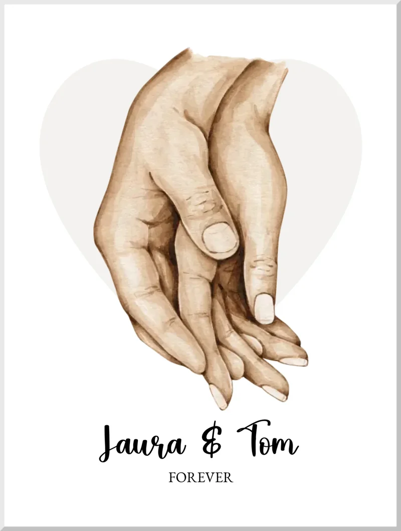 Personalisiertes Geschenk zur Hochzeit mit Hände Motiv - Poster für Verliebte, Verlobte, Verheiratete