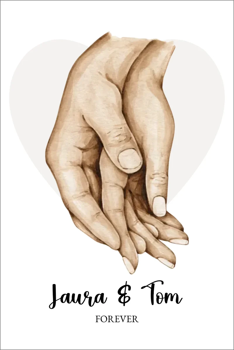 Personalisiertes Geschenk zur Hochzeit mit Hände Motiv - Poster für Verliebte, Verlobte, Verheiratete