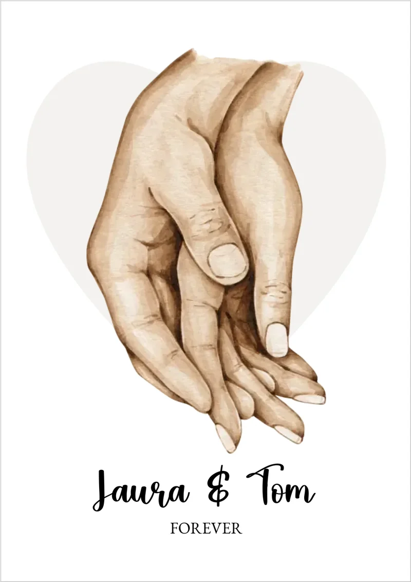 Personalisiertes Geschenk zur Hochzeit mit Hände Motiv - Poster für Verliebte, Verlobte, Verheiratete
