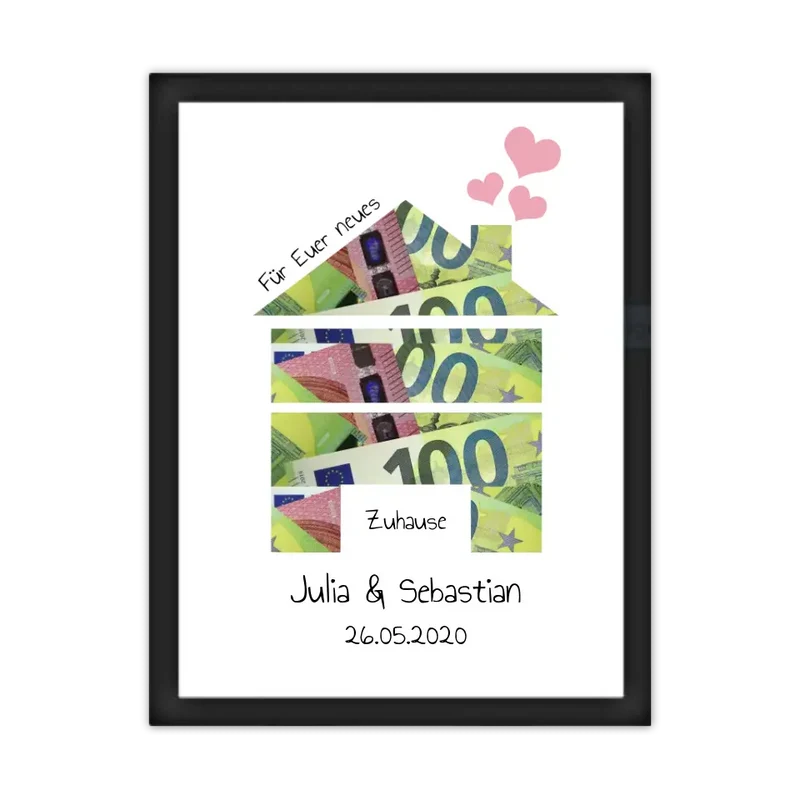Für euer neues Zuhause, Personalisiertes Geschenk, Geldgeschenk zum Umzug, Einweihnung, Hochzeitsgeschenk zum Selberausschneiden
