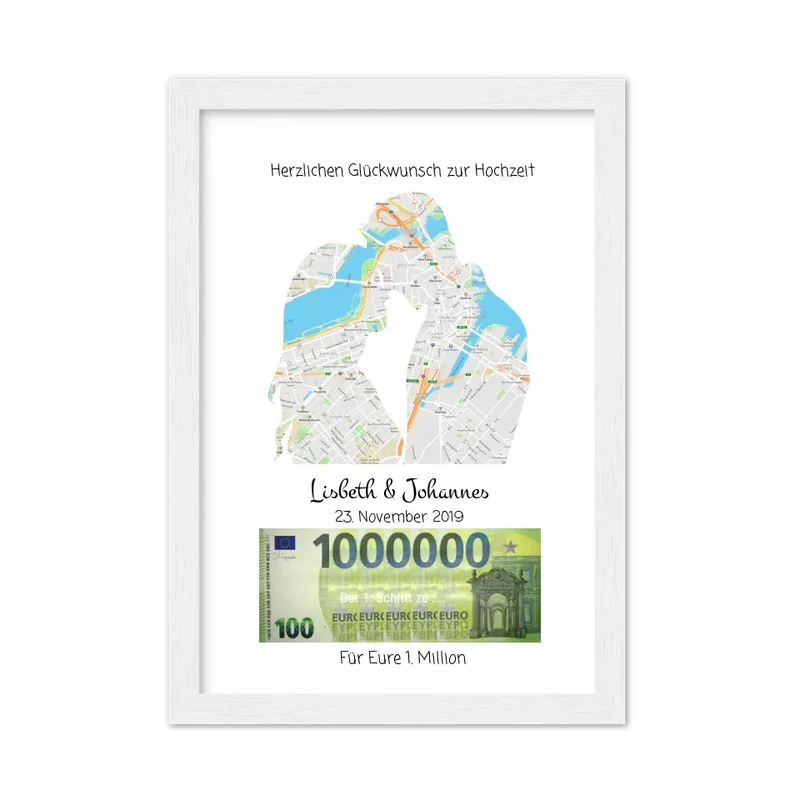 Personalisiertes Geschenk Liebespaar-Motiv im Stadtkarte-Design, Hochzeitsgeschenk