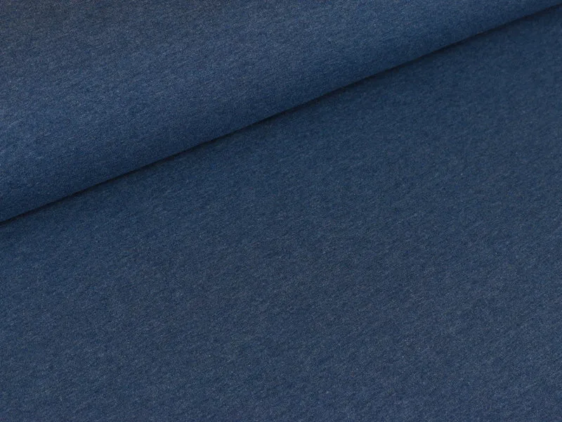 Reststück 34cm - Baumwollsweat Jenna mittleres jeansblau meliert uni