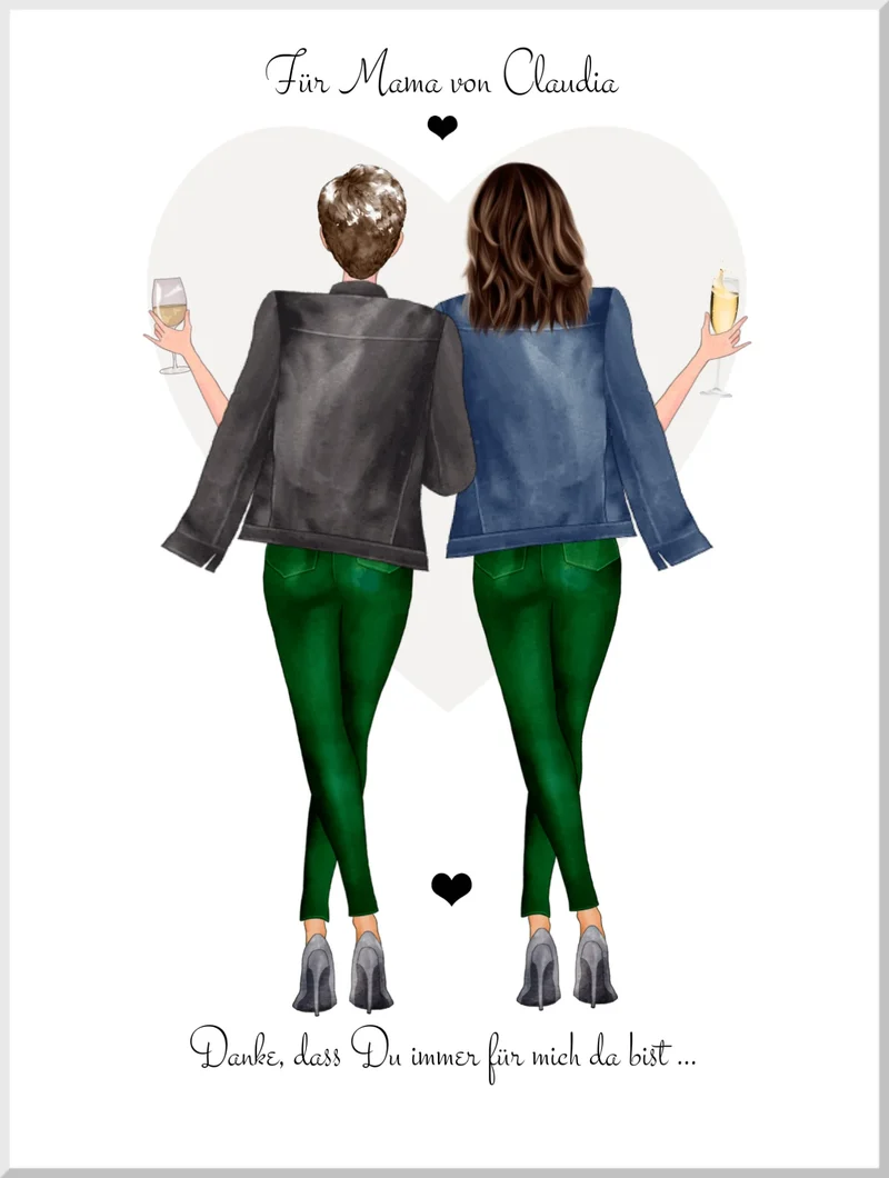 Personalisiertes Mutter Tochter Bild - Beste Mama der Welt - Muttertagsgeschenk Poster