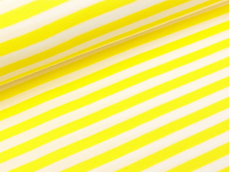 Reststück 122cm - Polo Me Piqué Stripes weiß-giallino by Hamburger Liebe