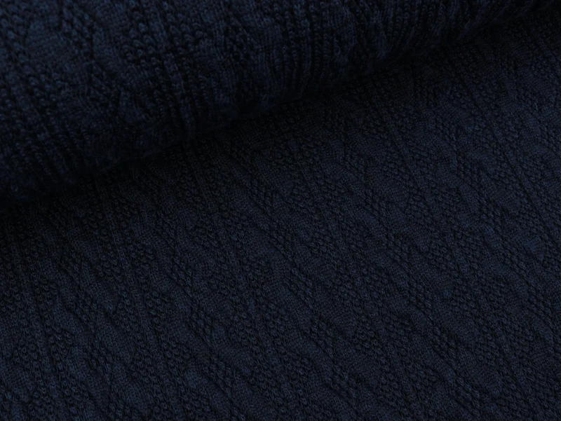 Reststück 30cm - Strickstoff Zopfstrick Carmen dunkelblau uni