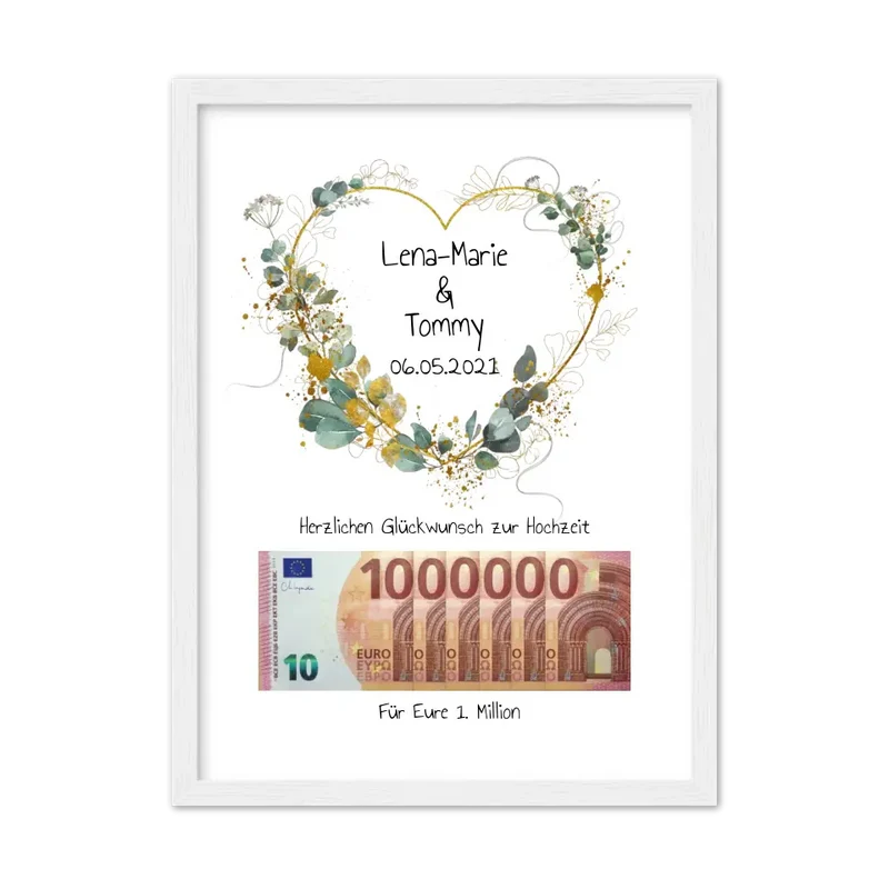 Geldgeschenk Wunscherfüller - Personalisiertes Geschenk, Geldgeschenk zur Hochzeit, Hochzeitsgeschenk Für Eure 1. Million