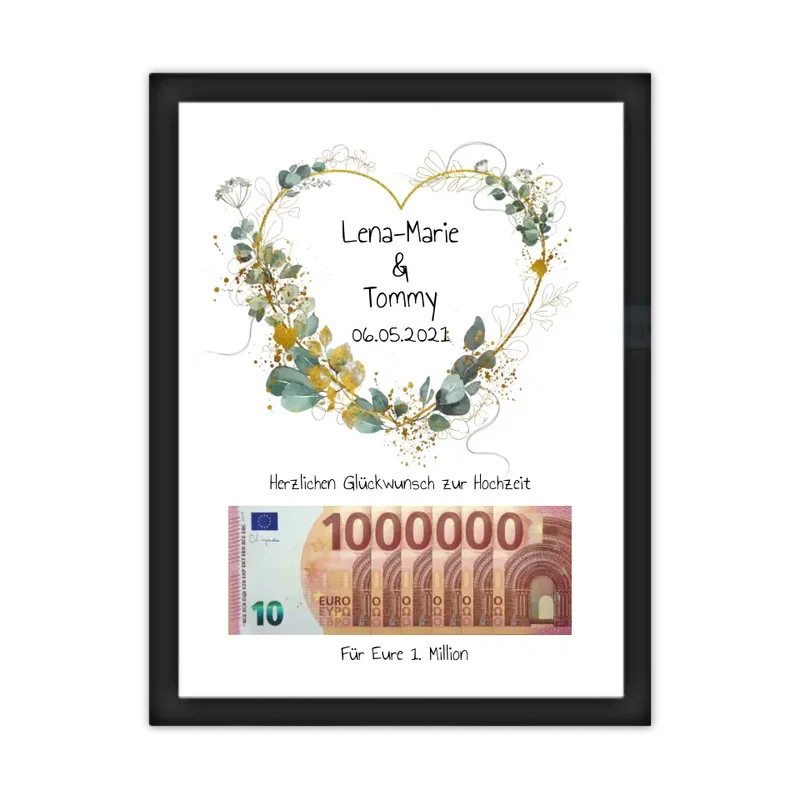 Geldgeschenk Wunscherfüller - Personalisiertes Geschenk, Geldgeschenk zur Hochzeit, Hochzeitsgeschenk Für Eure 1. Million