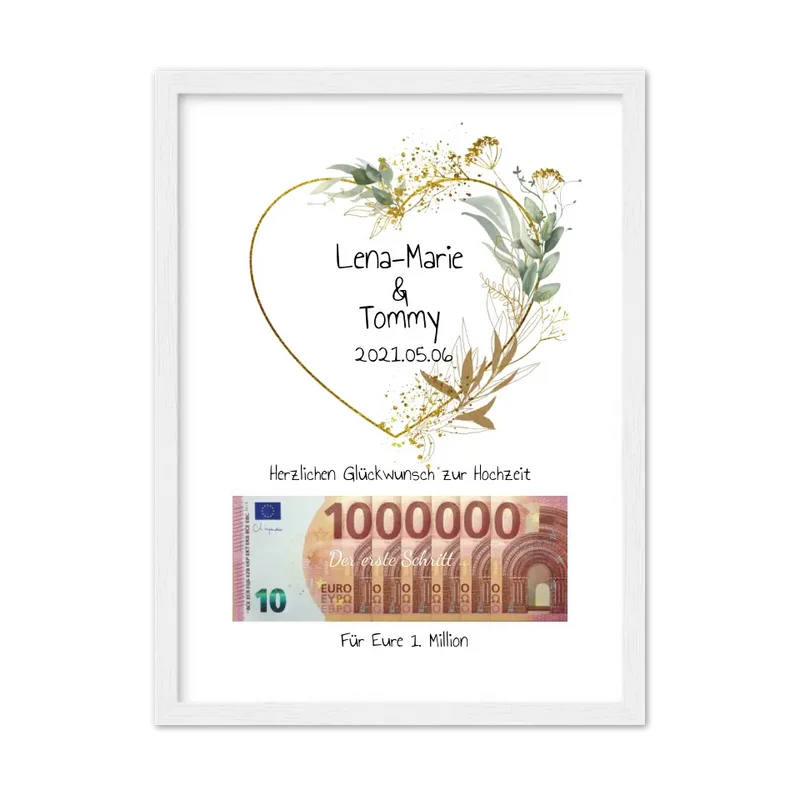 Geldgeschenk Wunscherfüller - Personalisiertes Geschenk, Geldgeschenk zur Hochzeit, Hochzeitsgeschenk Für Eure 1. Million