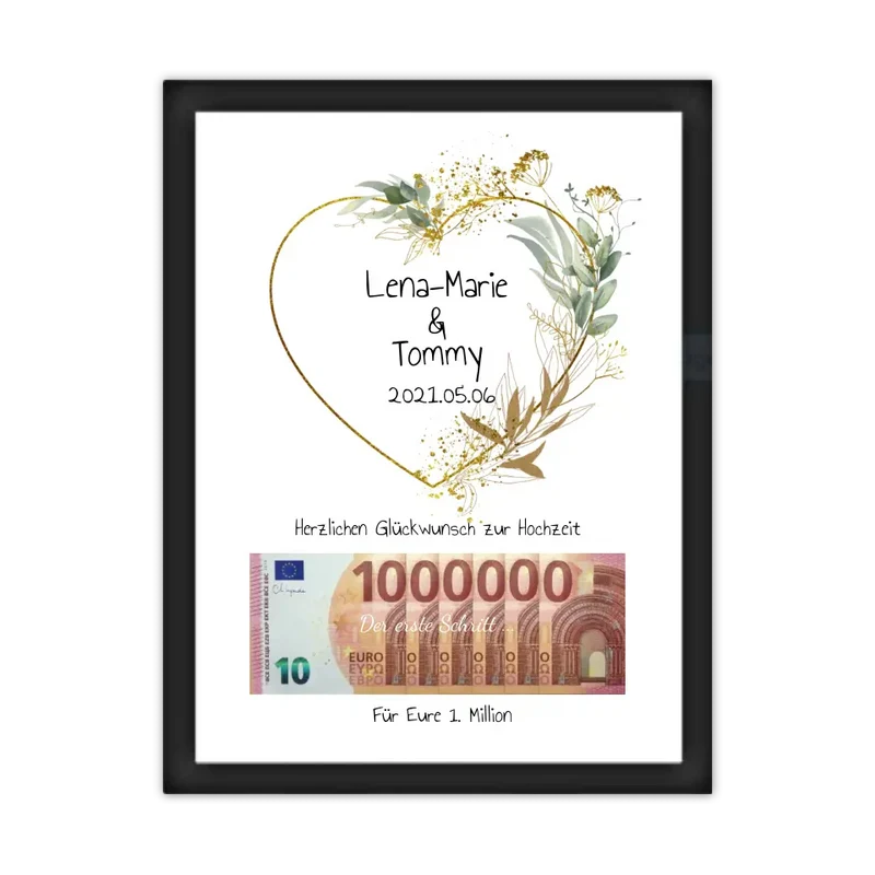 Geldgeschenk Wunscherfüller - Personalisiertes Geschenk, Geldgeschenk zur Hochzeit, Hochzeitsgeschenk Für Eure 1. Million