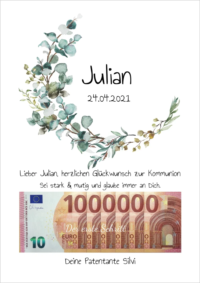 Geldgeschenk Wunscherfüller - Personalisiertes Geschenk, Geldgeschenk zum Geburtstag, Jugendweihe, Kommunion, Konfirmation, Geburtstagsgeschenk 1. Million