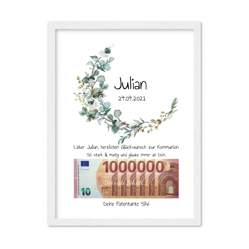 Geldgeschenk Wunscherfüller - Personalisiertes Geschenk, Geldgeschenk zum Geburtstag, Jugendweihe, Kommunion, Konfirmation, Geburtstagsgeschenk 1. Million