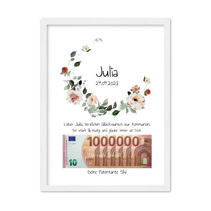 Geldgeschenk Wunscherfüller - Personalisiertes Geschenk, Geldgeschenk zum Geburtstag, Jugendweihe, Kommunion, Konfirmation, Geburtstagsgeschenk 1. Million