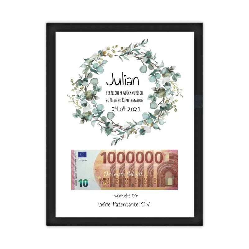 Personalisiertes Geschenk, Geldgeschenk zum Geburtstag, Jugendweihe, Kommunion, Konfirmation, Geburtstagsgeschenk 1. Million
