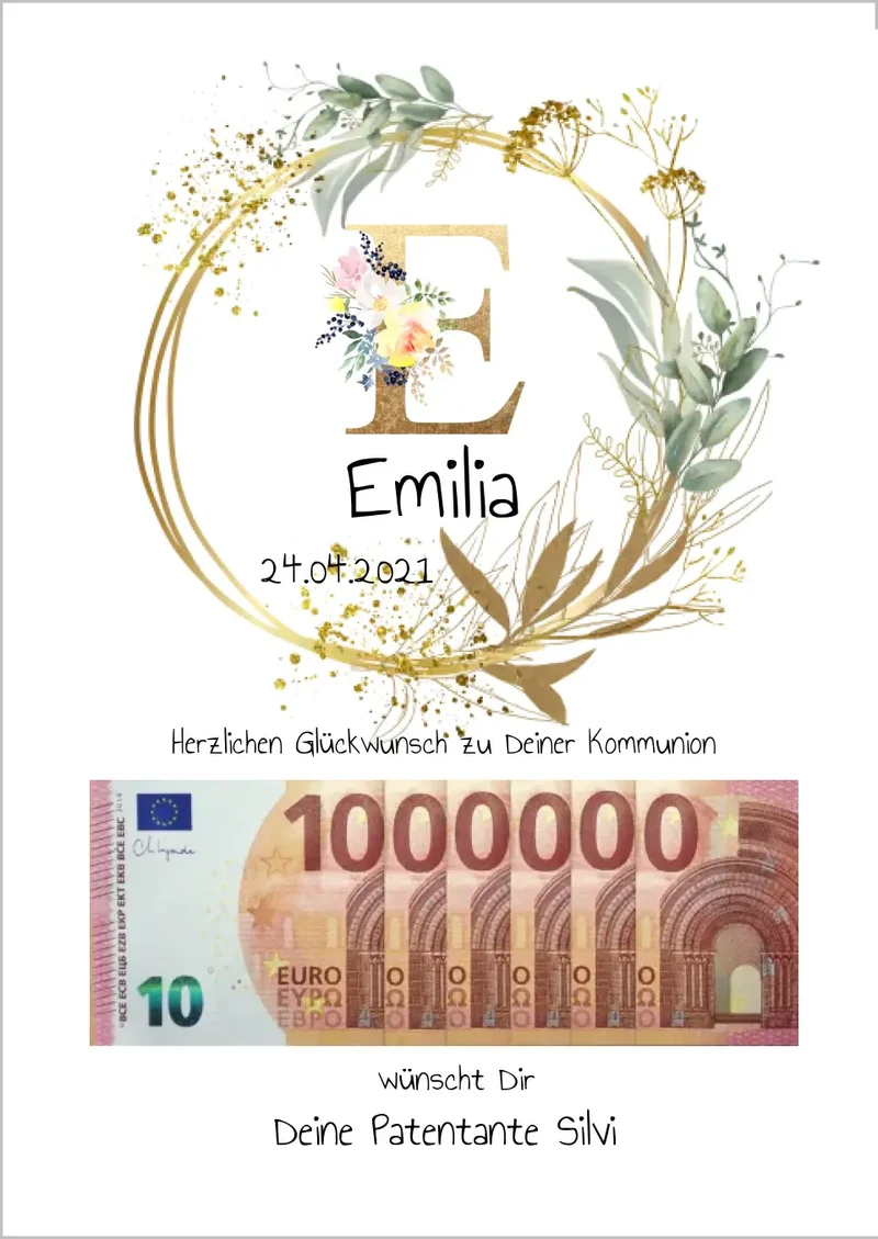 Personalisiertes Geschenk, Geldgeschenk zum Geburtstag, Jugendweihe, Kommunion, Konfirmation, Geburtstagsgeschenk 1. Million