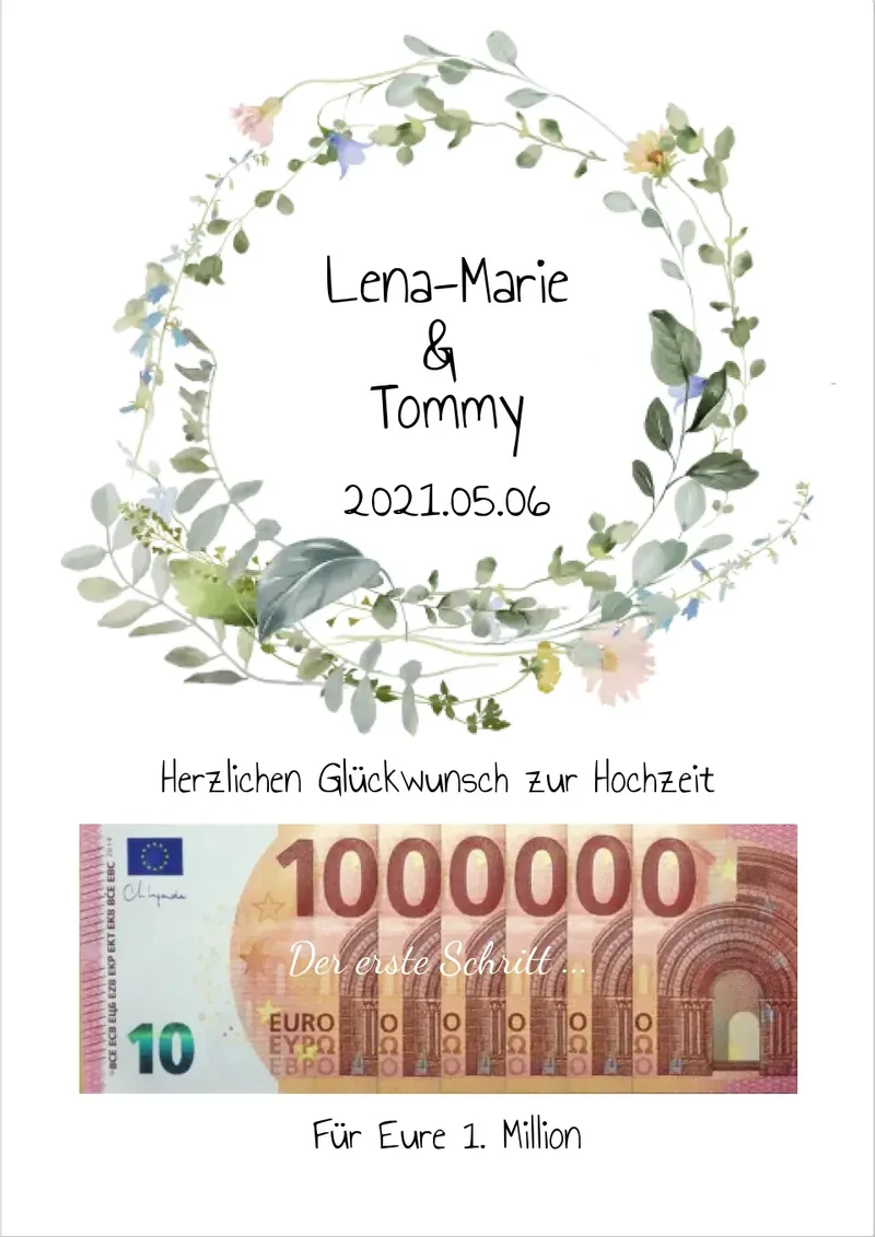 Personalisiertes Geldgeschenk zur Hochzeit - Wunscherfüller: Für Eure 1. Million