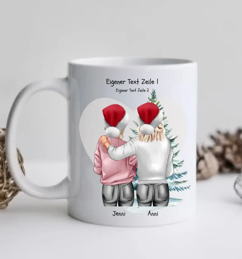 Personalisierte Tasse Nikolausgeschenk, Weihnachtsgeschenk für Geschwister, für Freundin