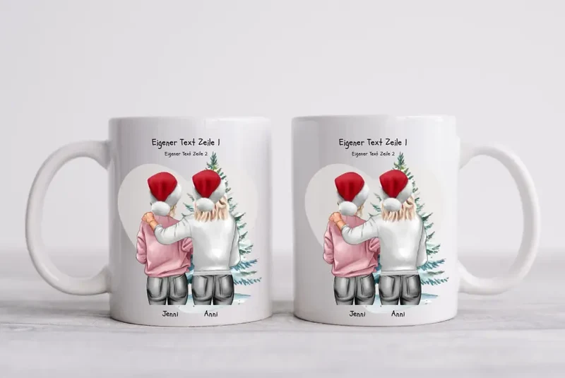 Personalisierte Tasse Nikolausgeschenk, Weihnachtsgeschenk für Geschwister, für Freundin