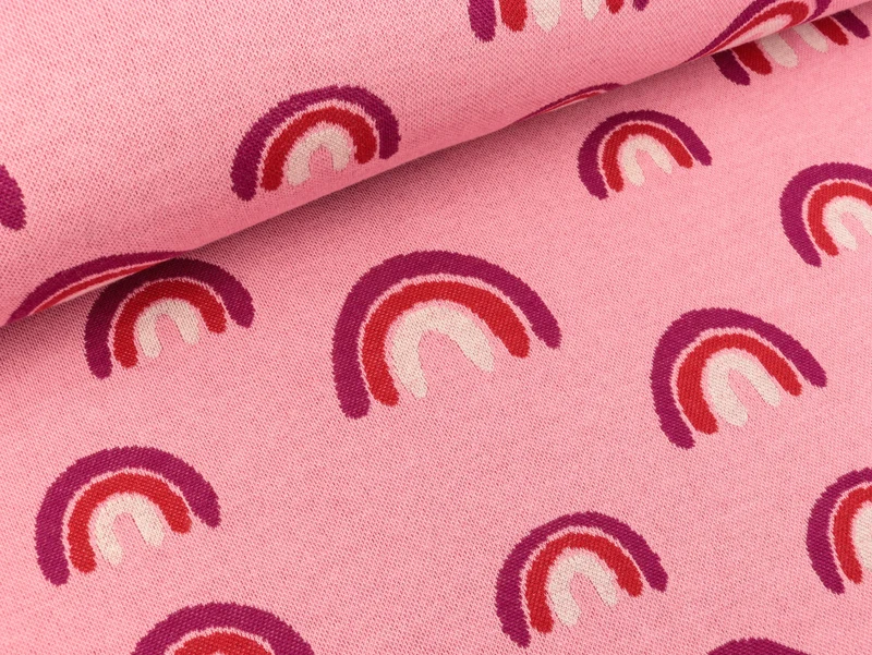 Reststück 16cm - Hamburger Liebe Jacquard Life Loves You Rainbows rosa scuro-bunt