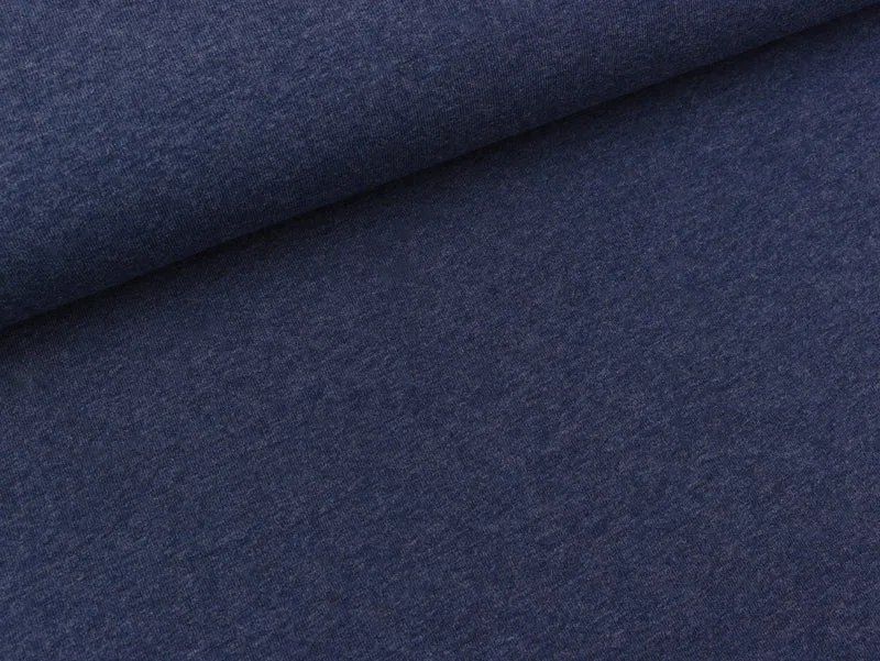 Reststück 65cm - Baumwolljersey Vanessa dunkles jeansblau melange