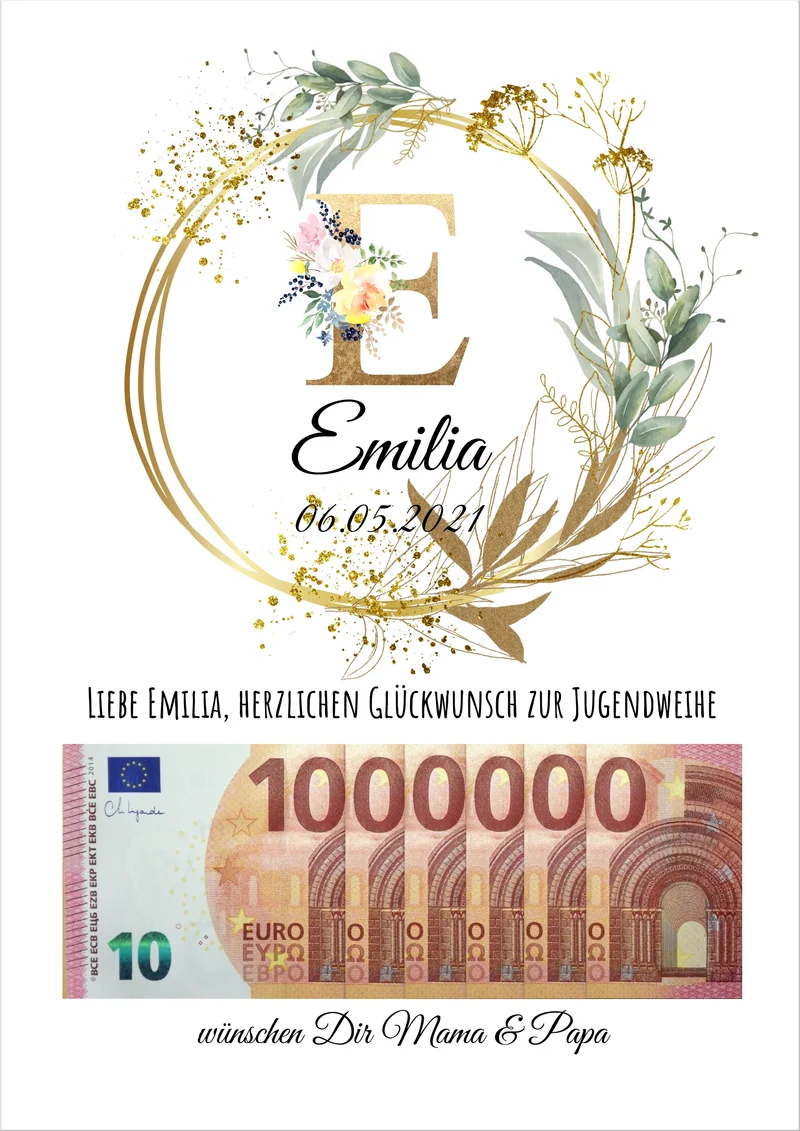 Personalisiertes Geschenk, Geldgeschenk Wunscherfüller zum Geburtstag, Jugendweihe, Kommunion, Konfirmation, 1. Million