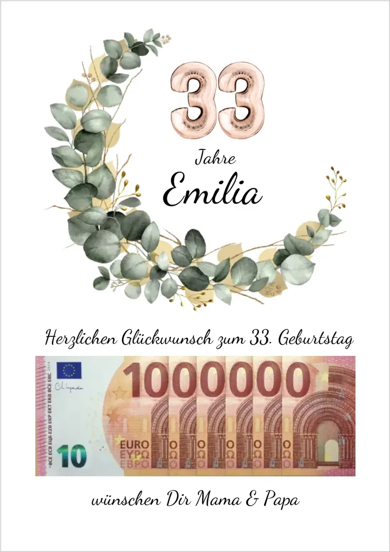 Geldgeschenk Wunscherfüller zum Geburtstag, Geburtstagsgeschenk 1. Million