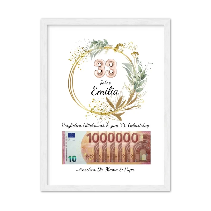 33 Geburtstag Geldgeschenk Wunscherfüller zum Geburtstag, Geburtstagsgeschenk 1. Million