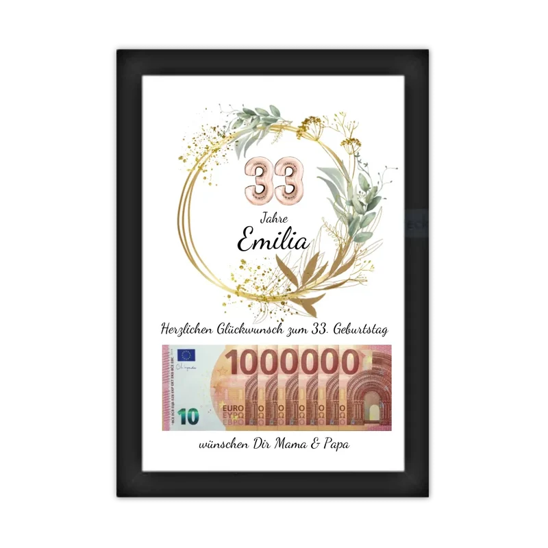 33 Geburtstag Geldgeschenk Wunscherfüller zum Geburtstag, Geburtstagsgeschenk 1. Million