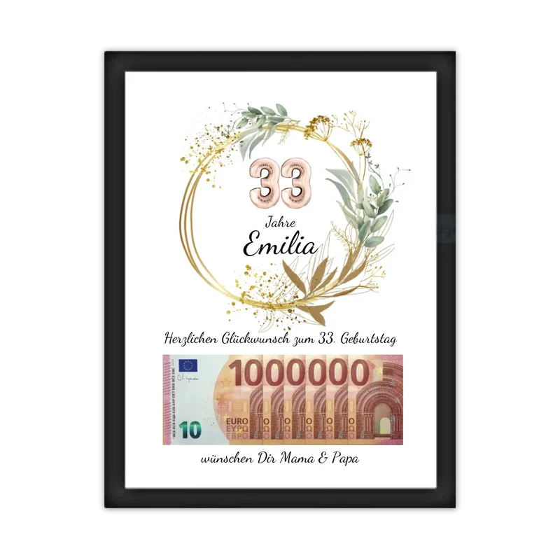 33 Geburtstag Geldgeschenk Wunscherfüller zum Geburtstag, Geburtstagsgeschenk 1. Million