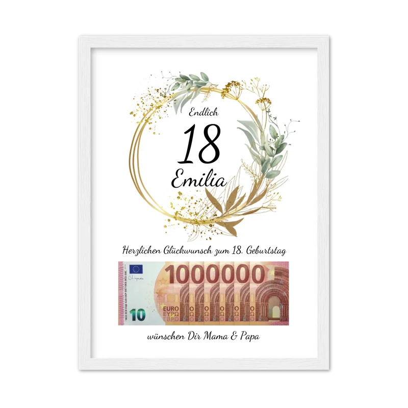 Geldgeschenk Wunscherfüller 18 Geburtstag - Personalisiertes Geschenk, Geburtstagsgeschenk 1. Million