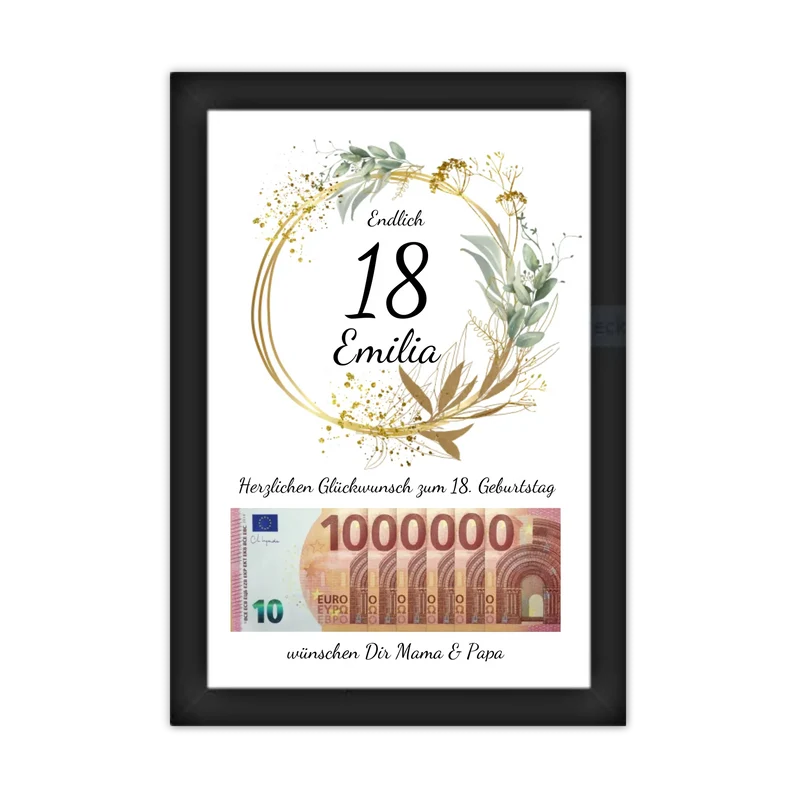 Geldgeschenk Wunscherfüller 18 Geburtstag - Personalisiertes Geschenk, Geburtstagsgeschenk 1. Million